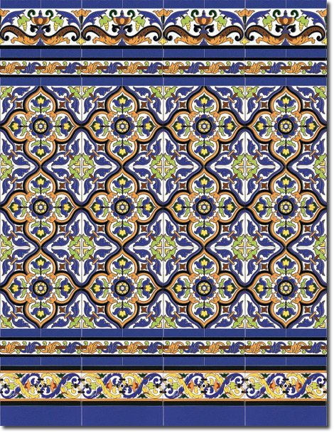 Zócalo de azulejos sevillanos pintados a mano por Cerámica Campos. Modelo 111 Zócalo de azulejos sevillanos pintados a mano por Cerámica Campos. Modelo 111