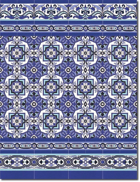 Zócalo de azulejos sevillanos pintados a mano por Cerámica Campos. Modelo 143 Zócalo de azulejos sevillanos pintados a mano por Cerámica Campos. Modelo 143