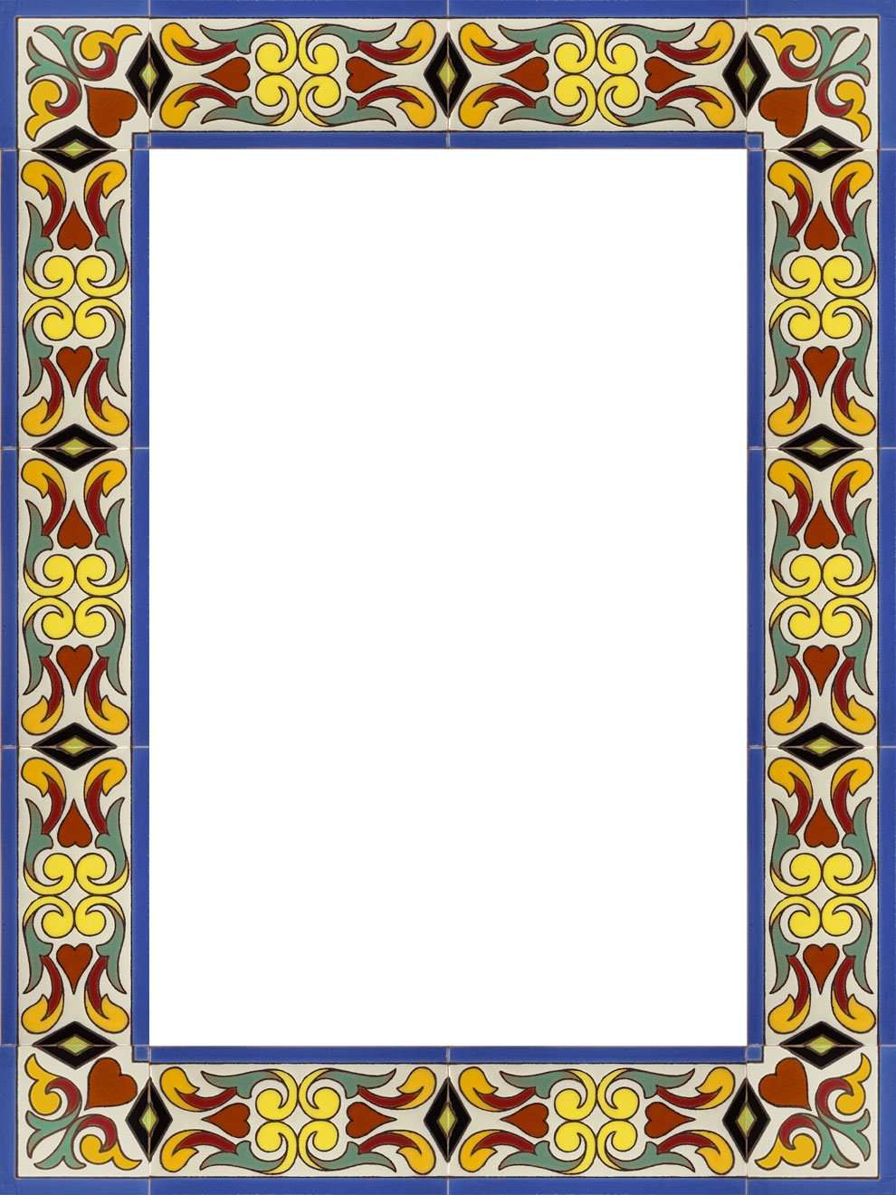 Marco-para-espejo-realizado-con-cenefas-de-cerámica-pintada-a-mano-en-cuerda-seca-por-Cerámica-Campos.-45x60-cm.-CN414560 Marco para espejo realizado con cenefas de cerámica pintada a mano en cuerda seca por Cerámica Campos. 45x60 cm. CN414560