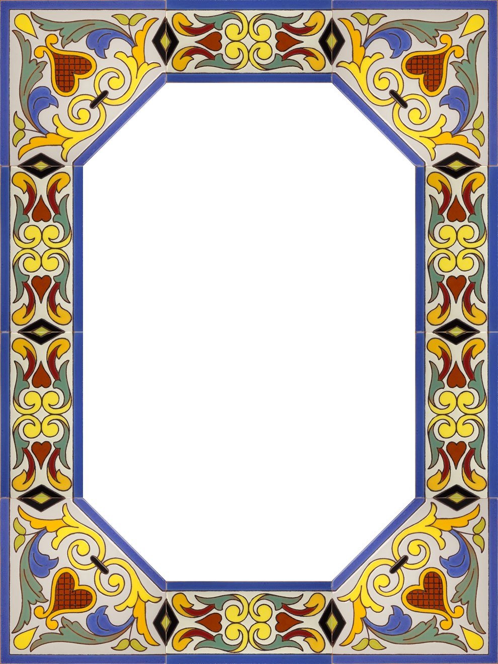 Marco-para-espejo-realizado-con-cenefas-de-cerámica-pintada-a-mano-en-cuerda-seca-por-Cerámica-Campos.-45x60-cm.-CNEG414560 Marco para espejo realizado con cenefas de cerámica pintada a mano en cuerda seca por Cerámica Campos. 45x60 cm. CNEG414560