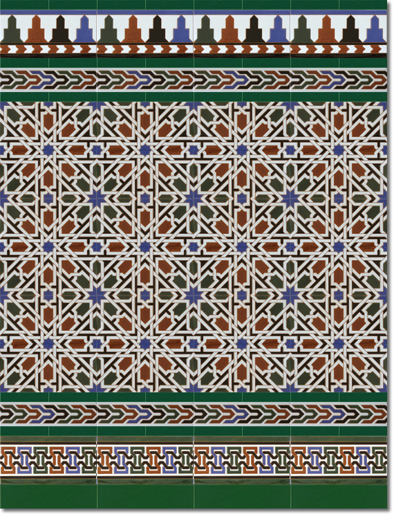 Zócalo-de-azulejos-estilo-árabe-pintados-a-mano-por-Cerámica-Campos-modelo-530-V