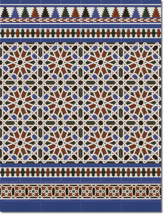 Zócalo-de-azulejos-estilo-árabe-pintados-a-mano-por-Cerámica-Campos-modelo-540-A