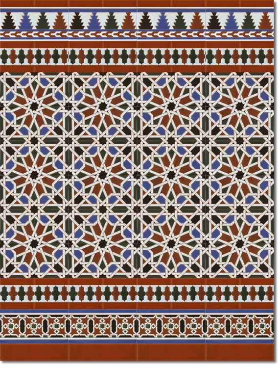 Zócalo-de-azulejos-estilo-árabe-pintados-a-mano-por-Cerámica-Campos-modelo-540-M