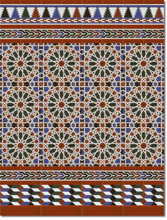 Zócalo-de-azulejos-estilo-árabe-pintados-a-mano-por-Cerámica-Campos-modelo-550-M