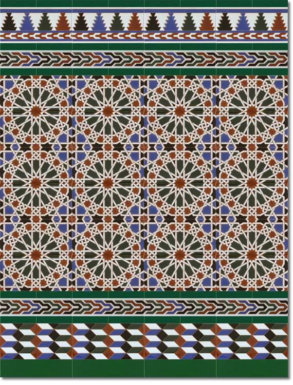 Zócalo-de-azulejos-estilo-árabe-pintados-a-mano-por-Cerámica-Campos-modelo-550-V