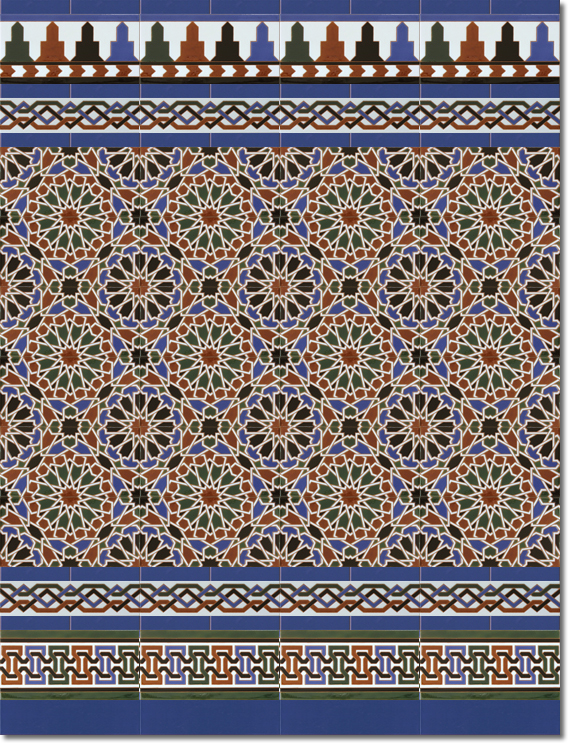 Zócalo-de-azulejos-estilo-árabe-pintados-a-mano-por-Cerámica-Campos-modelo-560-A