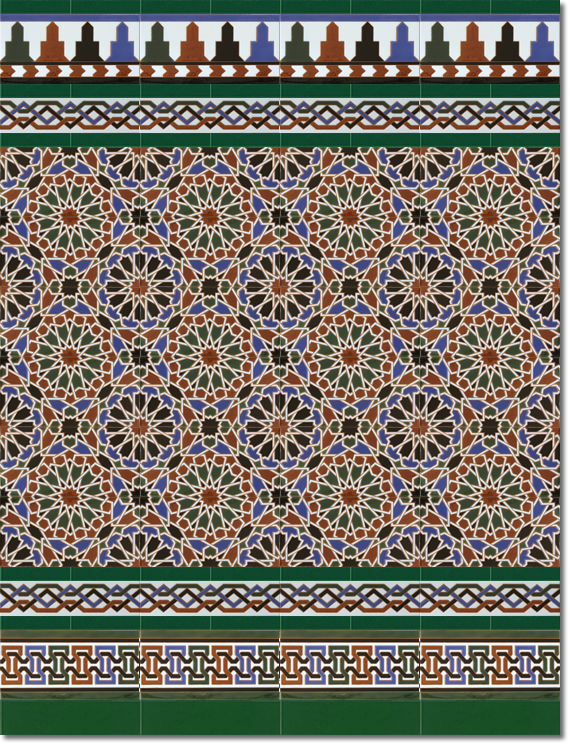 Zócalo-de-azulejos-estilo-árabe-pintados-a-mano-por-Cerámica-Campos-modelo-560-V