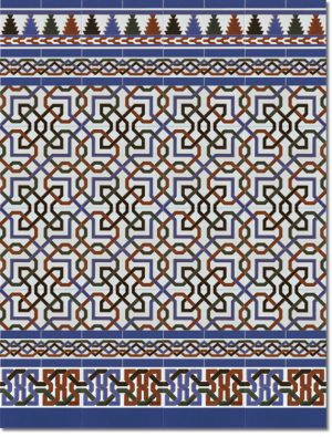 Zócalo-de-azulejos-estilo-árabe-pintados-a-mano-por-Cerámica-Campos-modelo-510-A