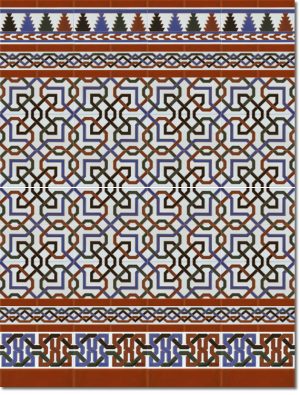 Zócalo-de-azulejos-estilo-árabe-pintados-a-mano-por-Cerámica-Campos-modelo-510-M