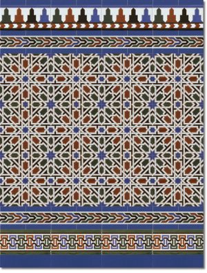 Zócalo-de-azulejos-estilo-árabe-pintados-a-mano-por-Cerámica-Campos-modelo-530-A