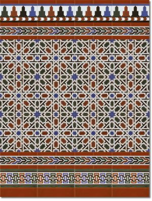 Zócalo-de-azulejos-estilo-árabe-pintados-a-mano-por-Cerámica-Campos-modelo-530-M