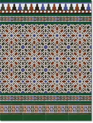 Zócalo-de-azulejos-estilo-árabe-pintados-a-mano-por-Cerámica-Campos-modelo-530-V