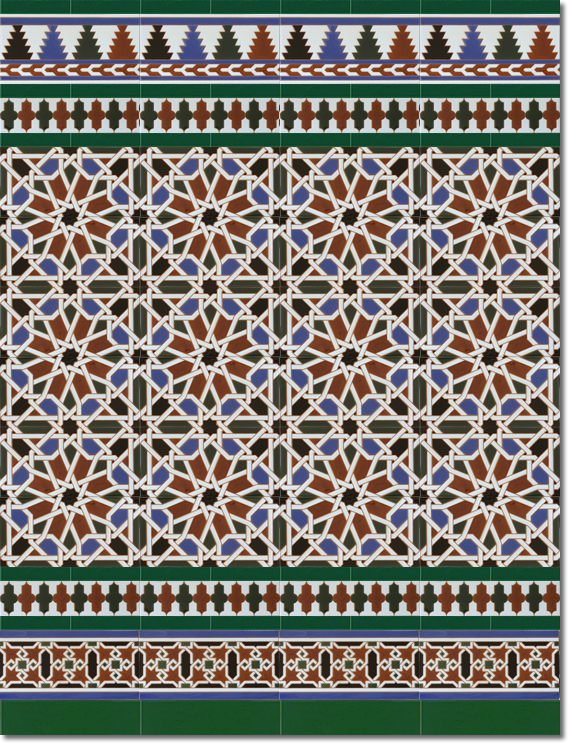 Zócalo-de-azulejos-estilo-árabe-pintados-a-mano-por-Cerámica-Campos-modelo-540-V
