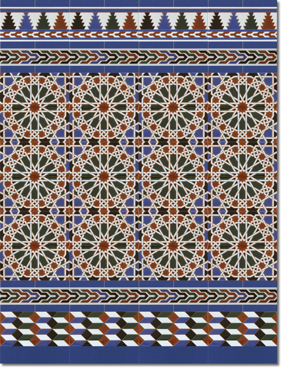 Zócalo-de-azulejos-estilo-árabe-pintados-a-mano-por-Cerámica-Campos-modelo-550-A