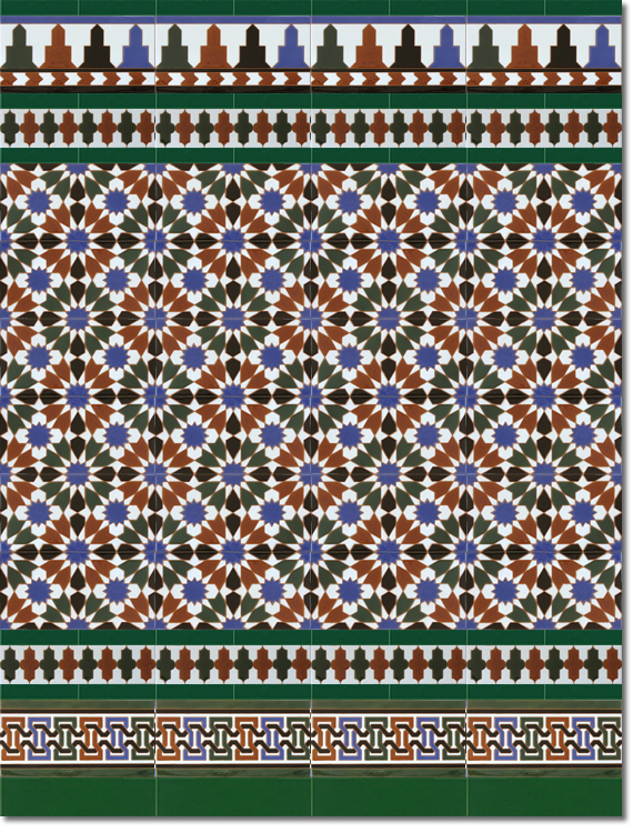 Zócalo-de-azulejos-estilo-árabe-pintados-a-mano-por-Cerámica-Campos-modelo-570-V