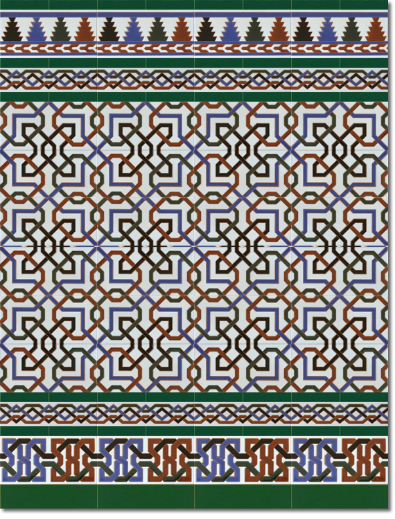 Zócalo-de-azulejos-estilo-árabe-pintados-a-mano-por-Cerámica-Campos-modelo-510-V