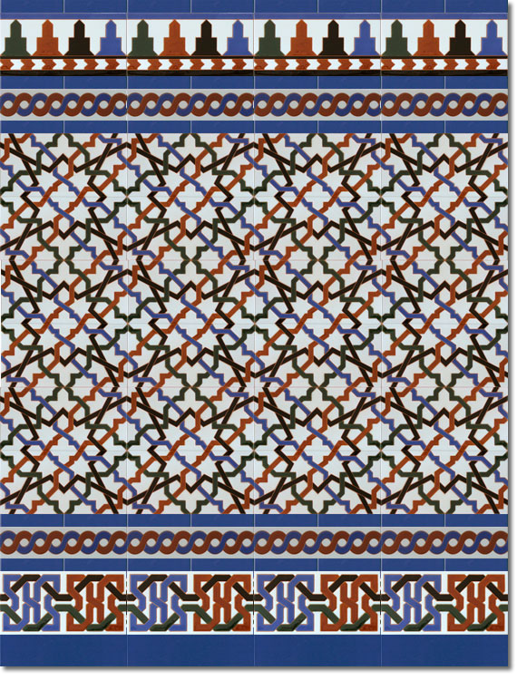 Zócalo-de-azulejos-estilo-árabe-pintados-a-mano-por-Cerámica-Campos-modelo-520