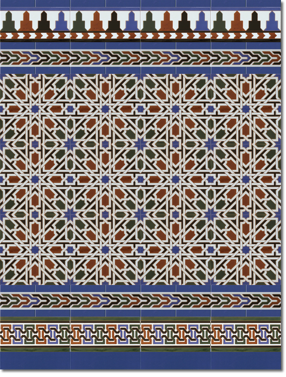 Zócalo-de-azulejos-estilo-árabe-pintados-a-mano-por-Cerámica-Campos-modelo-530-A