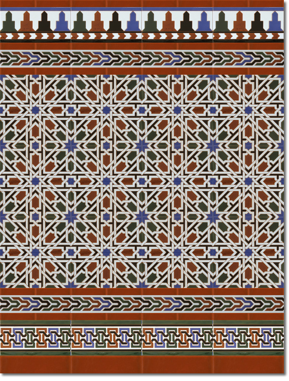 Zócalo-de-azulejos-estilo-árabe-pintados-a-mano-por-Cerámica-Campos-modelo-530-M