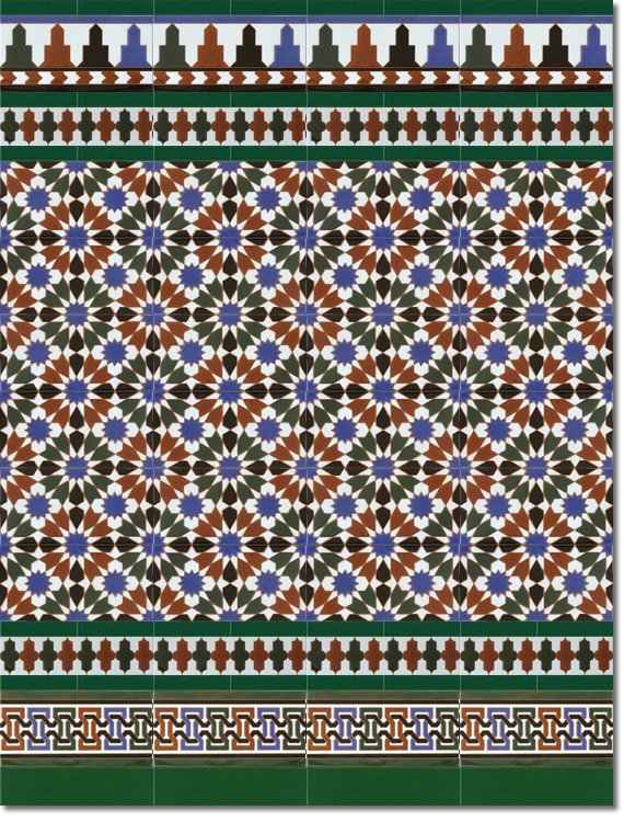 Zócalo-de-azulejos-estilo-árabe-pintados-a-mano-por-Cerámica-Campos-modelo-570-V