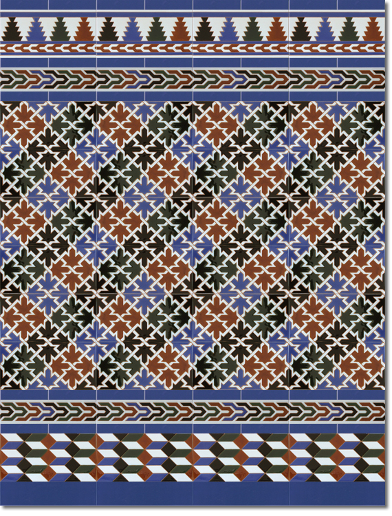 Zócalo-de-azulejos-estilo-árabe-pintados-a-mano-por-Cerámica-Campos-modelo-580-A