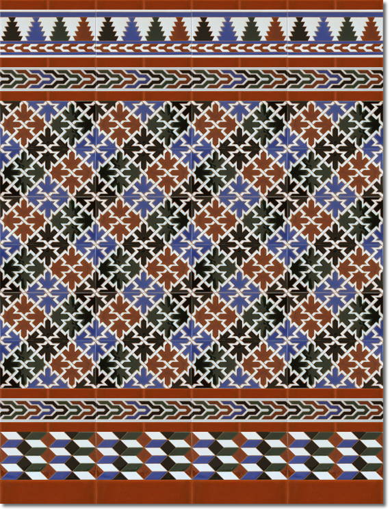 Zócalo-de-azulejos-estilo-árabe-pintados-a-mano-por-Cerámica-Campos-modelo-580-M