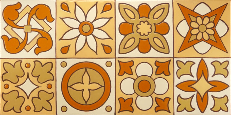 Cenefa-de-ceramica-pintada-a-mano-en-cuerda-seca-por-Ceramica-Campos.-14x28-cm.-CN76